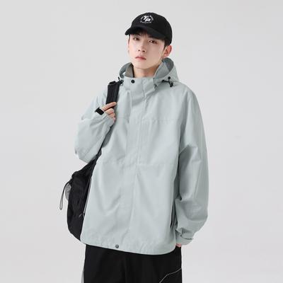 New Spring and Autumn Men's Outdoor Japanese Windproof Hooded Jacket Loose Simple Work Jacket