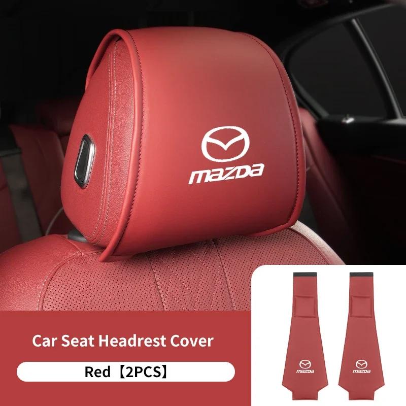 2025 Hot 2PCS Leather Car Seat Headrest Protective Cover Accessories For Mazda 6 3 2 CX5 CX7 323 Demio Axela Atenza CX9 MX3 MX5