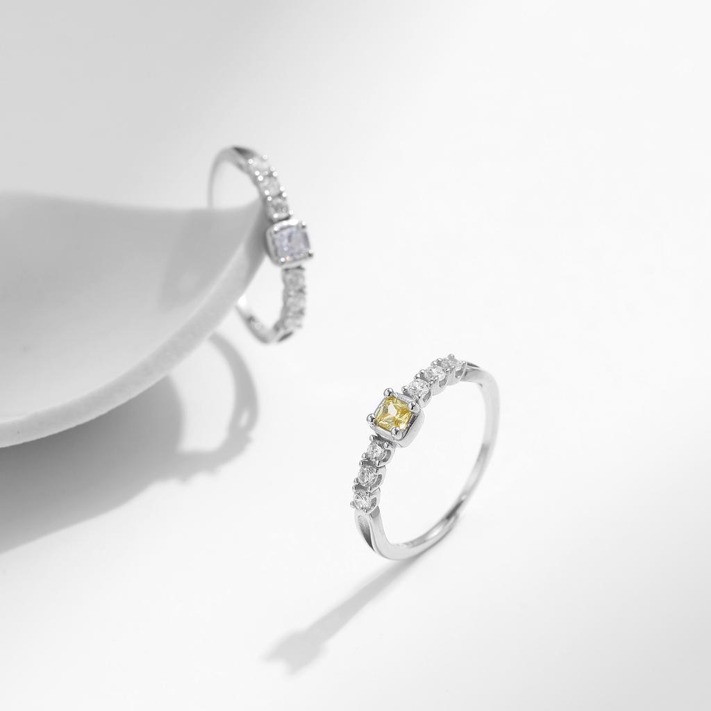 925 Sterling Silver Elegant Sweet Sugar Finger Rings For Women Yellow Clear Dazzling Cubic Zirconia Rings Fine Jewelry