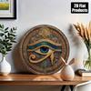 Occhio di Horus Arte da Parete Egiziano in Metallo Blu Azzurro Oro Placca Protettiva