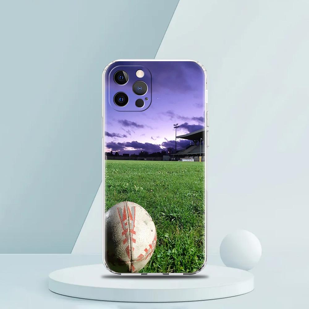

For iPhone 15 14 13 12 mini 11 Pro Max XS X XR SE 7 8 Plus Silicone Clear Cover Rugby Ball Luxury Phone Case iPhone 7 8 SE