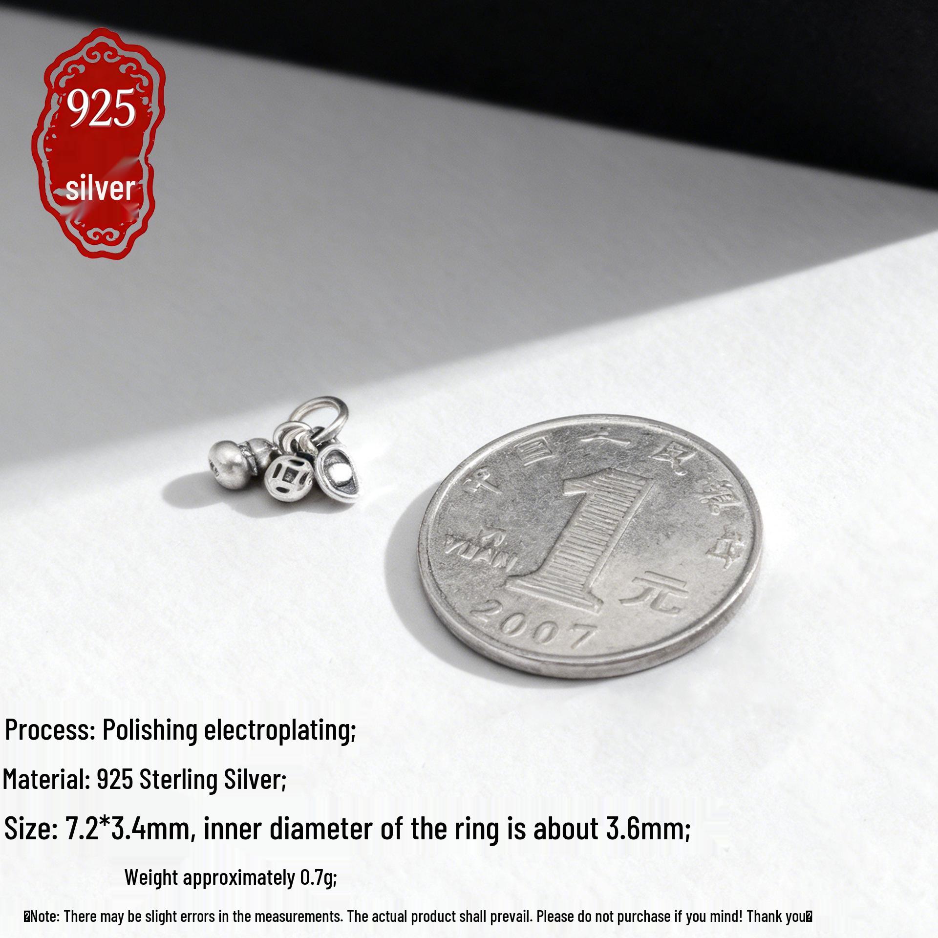S925 Sterling Silver Wealth-Attracting Gourd Pendant Bracelet Necklace Accessories S925 Silver; Single Price