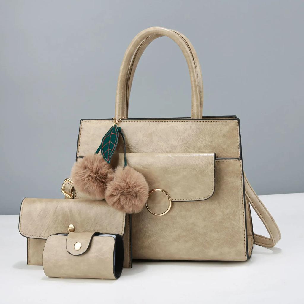 High Quality Leather Women Crossbody Shoulder Bags  New 3 Piece Set Luxury Purses and Handbags Women Bags