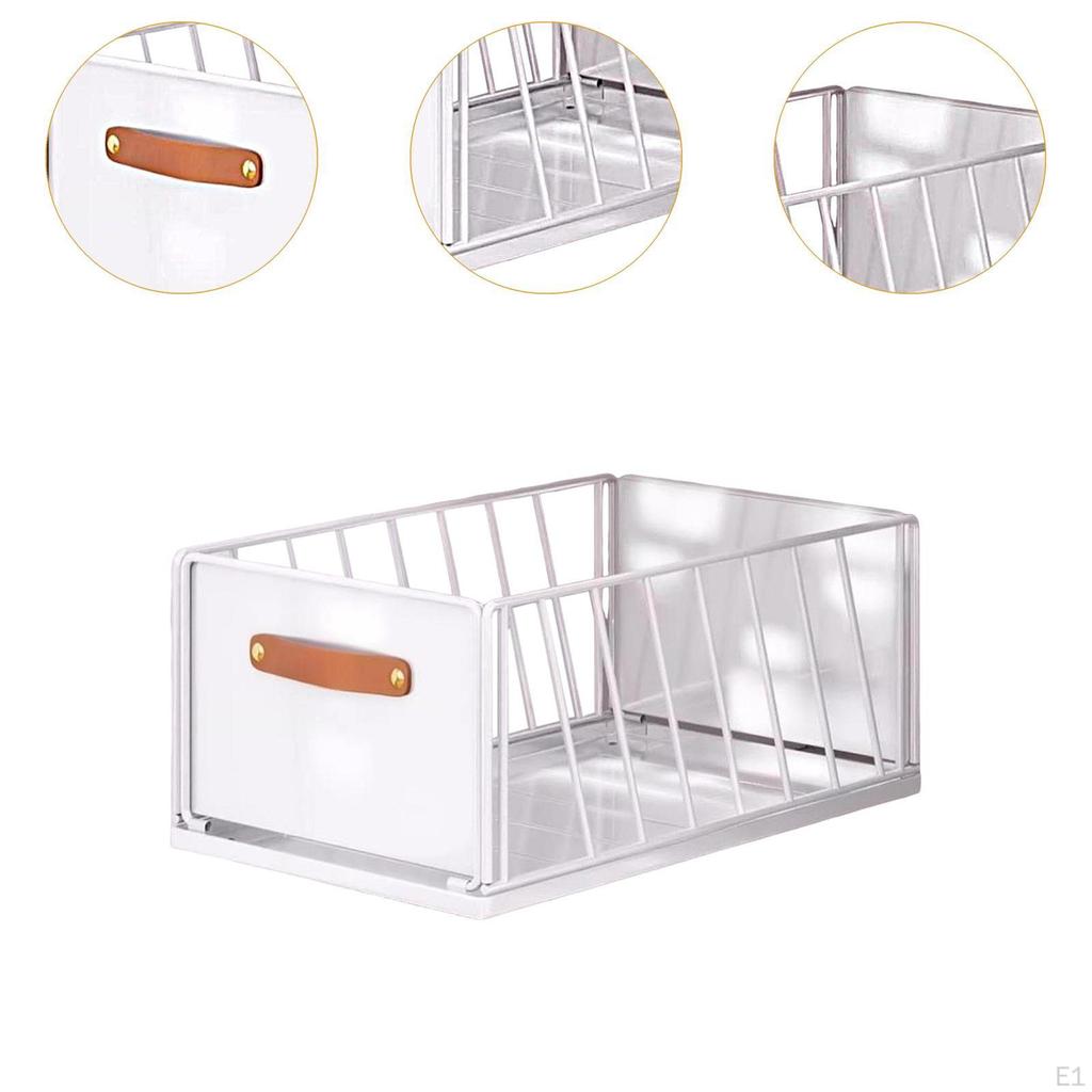 Pull Out Cabinet Organizer Slide Drawer Carbon Steel Portable Sliding Mesh Basket for