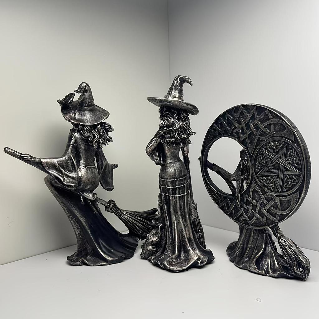 Halloween Witch Figurines Gothic Halloween Resin Figurine Retro Magician Decor Festival Collectible Home Decoration for Desk