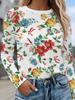 Women's T-Shirt Floral Graphic Plants Retro Long Sleeve O-Neck Pullover Regular Tops Daily 3D Print Autumn Tees Female Clothing