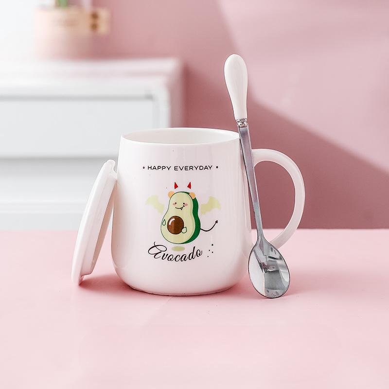 Souvenir Mädchen Niedlicher Keramikbecher mit Deckel Einfacher Wasserbecher Praktische Kaffeetasse Geburtstagsgeschenk