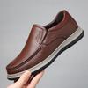 Leather shoes men's cowhide low-top foot-fitting soft-soled casual shoes men's light middle-aged dad shoes