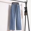 Plus Size High Waist Wide Leg Cropped Jeans for Women - Flattering, Loose Fit, Suitable for Students, Spring/Autumn, Up To 200 Jin