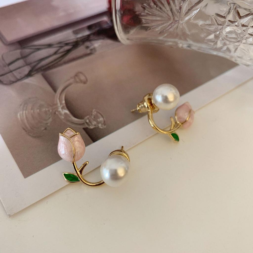 3 Pairs Studs Earrings with Flower Theme Ear Studs Add Charm to Outfits Alloy Texture Elegant Earrin for Party and Daily