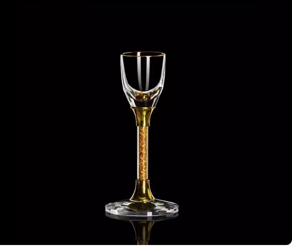 

BRGold Foil Glass Cup Golden Rock-shaped White Wine Cup Highball Glass 100ml Crystal Wine Dispenser Tableware Flagon TransparentEY