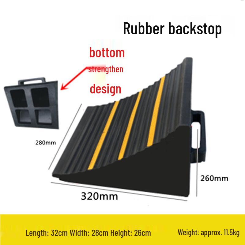 Anti-slip Rubber & Wood Tire Stop Block - Prevents Car Rolling