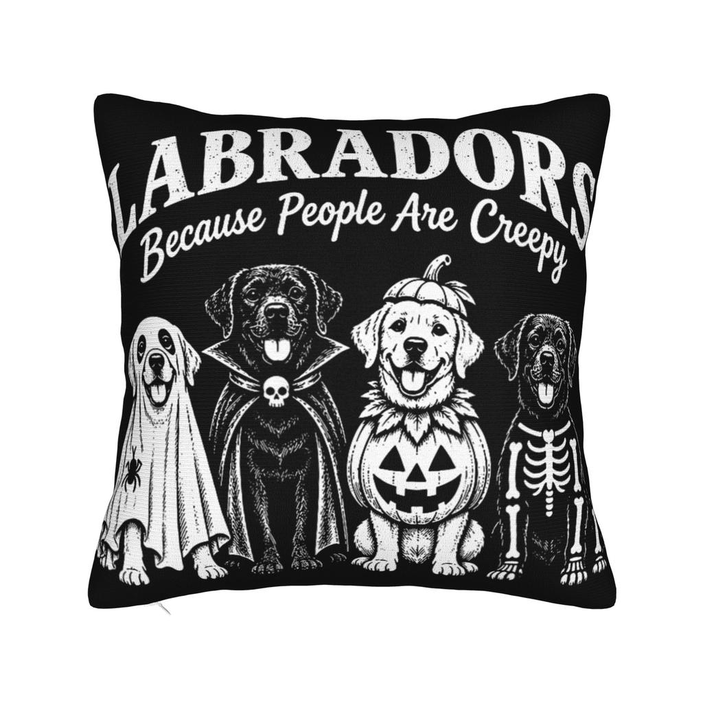 Bulldogs Because People are Creepy Halloween Dogs Pillow Cover  Fashion Pillow Case For Living Room Chair Comfy Pillowcases Gift