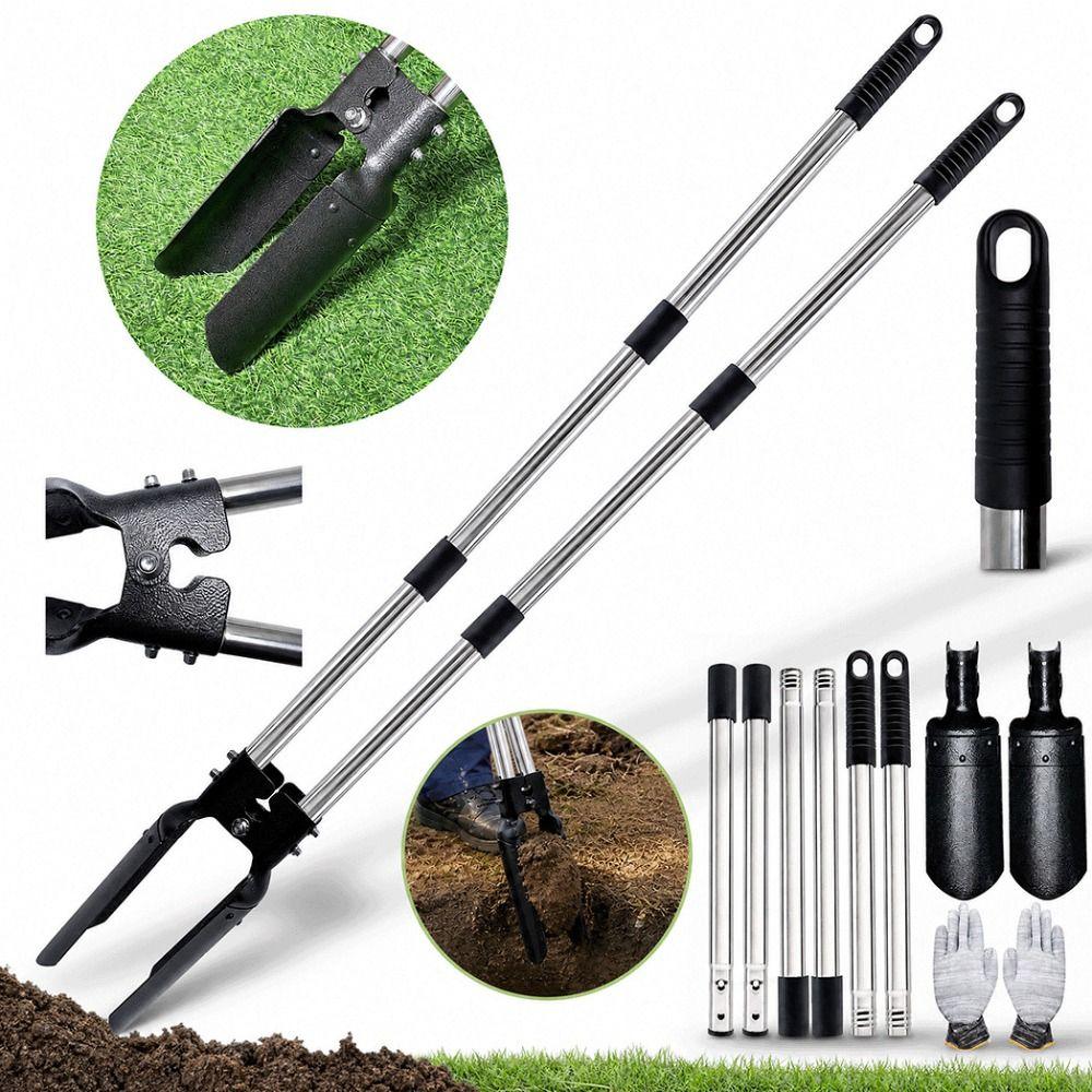 Long Handle Grass Plugger Tool Ergonomic Plants Transplanter Removable Digging Tool Garden Use