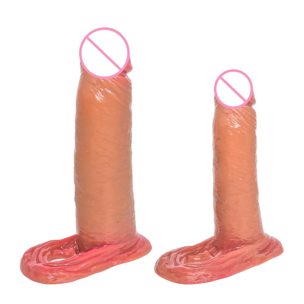 Wear Liquid Silicone Exotic Condom Simulation Penis Hollow No. plus-Sized Green Tendon Vein Turtle Head Painted Red Penis Ring