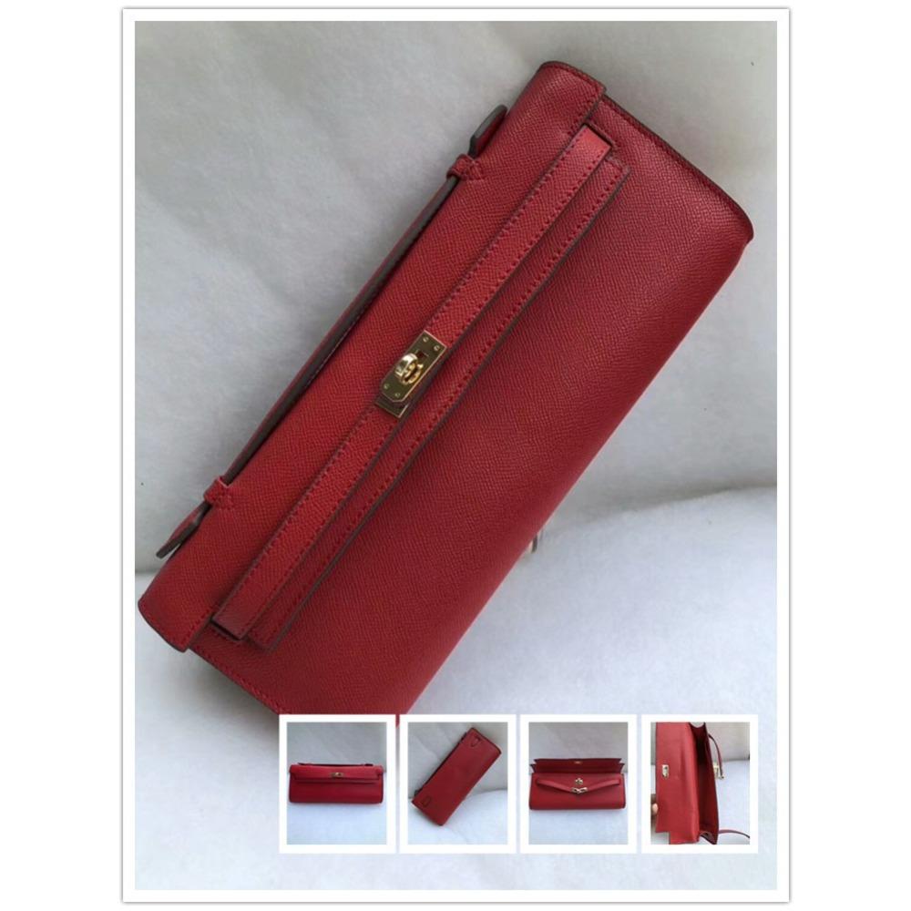 New KL Long Handbag Cowhide Women's Bag Fashion Temperament Bag Crocodile Pattern Palm Pattern Tide