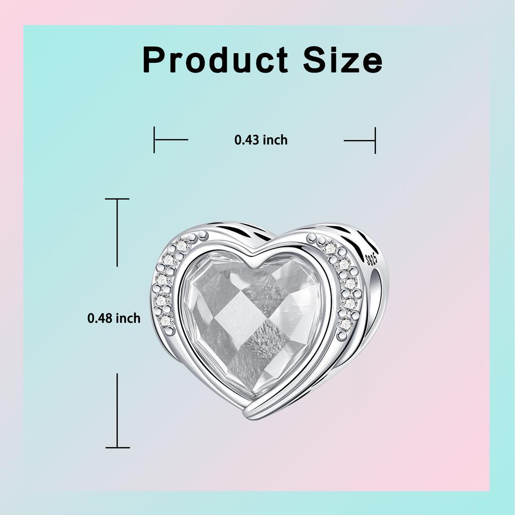 925 Sterling Copper January-December Birthday Stone Love Zircon Pendant Bead Fit Charms Necklace Bracelet Women Zircon DIY Gift