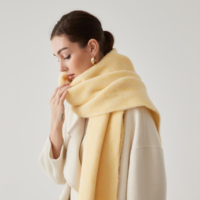 Autumn and winter wool hippocampus hair scarf women's versatile high-end sense thickened warm scarf solid color scarf shawl