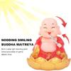 Walfront Solar Powered Figurine Nodding Smiling Buddha Maitreya Solar Buddha Statue Toy Little Monk Figurine Desktop Ornaments (Red)