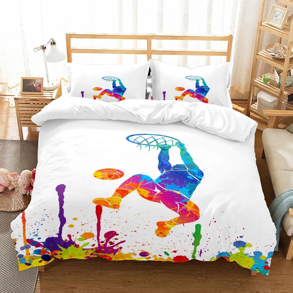 Plakat Basketballutøver Dynetrekksett King Queen Dobbel Full Twin Enkelt Størrelse Sengetøysett