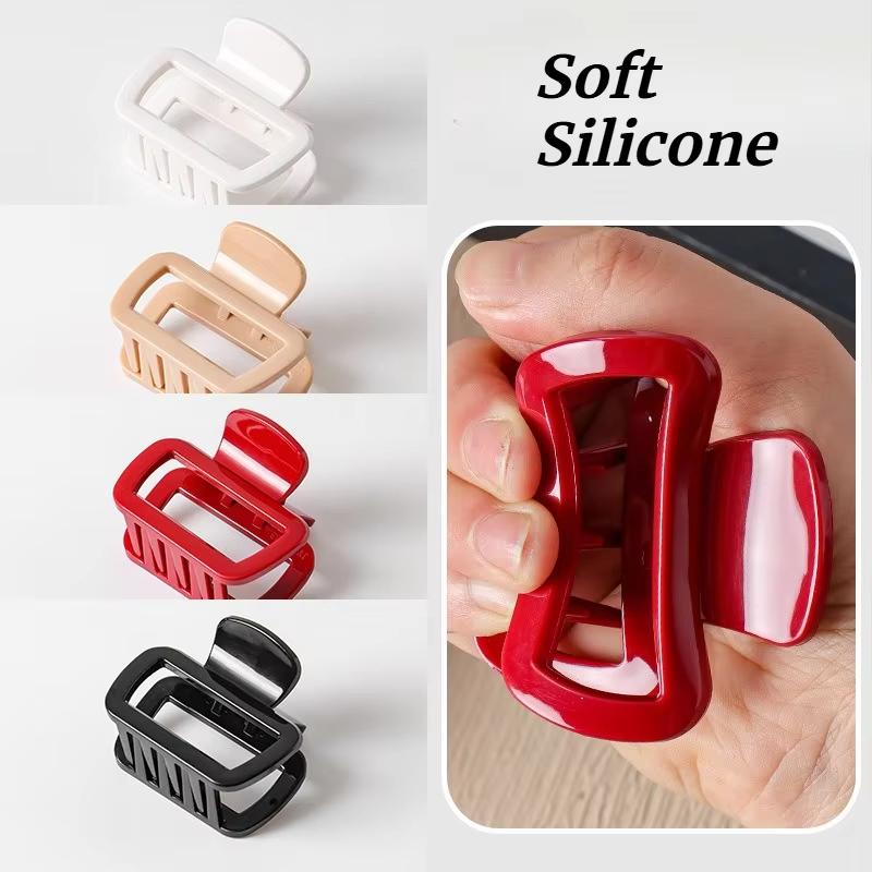 Soft Silicone Square Hair Claw 6.2CM Small Claw Clips Anti-collision Durable Hair Clips Hair Accessories for Women Girl