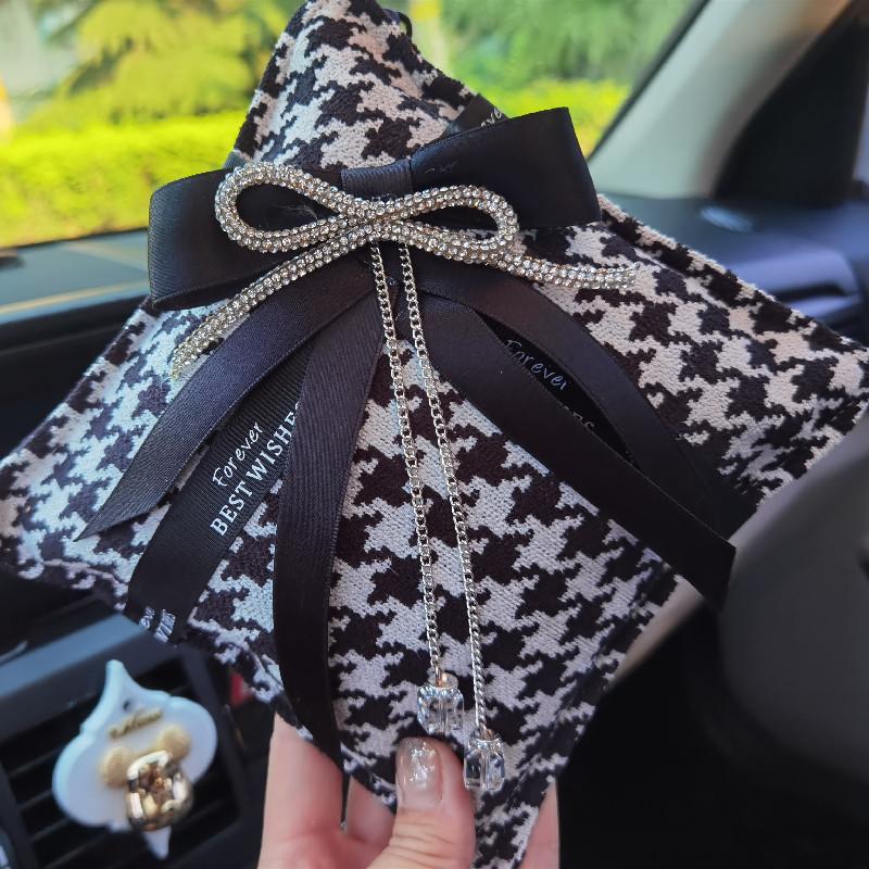 Houndstooth Bowknot Bamboo Charcoal Air Freshener Bag For Car And Home