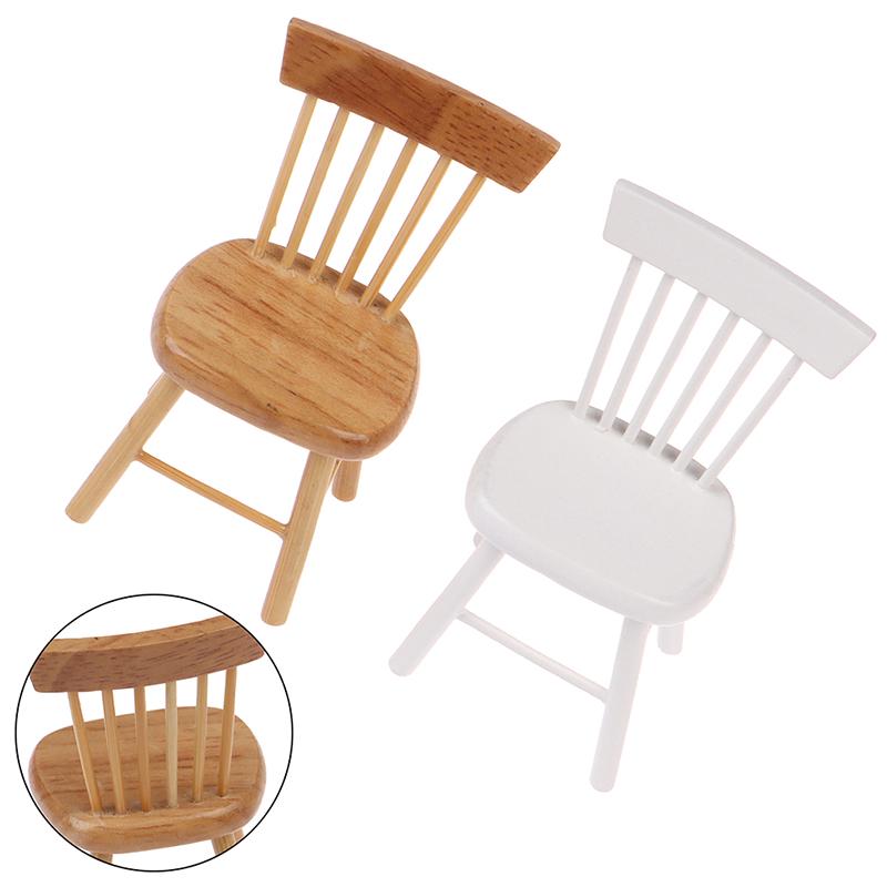Simulation Mini Wood Chair Furniture Model Toys For Doll House Decoration 1/12