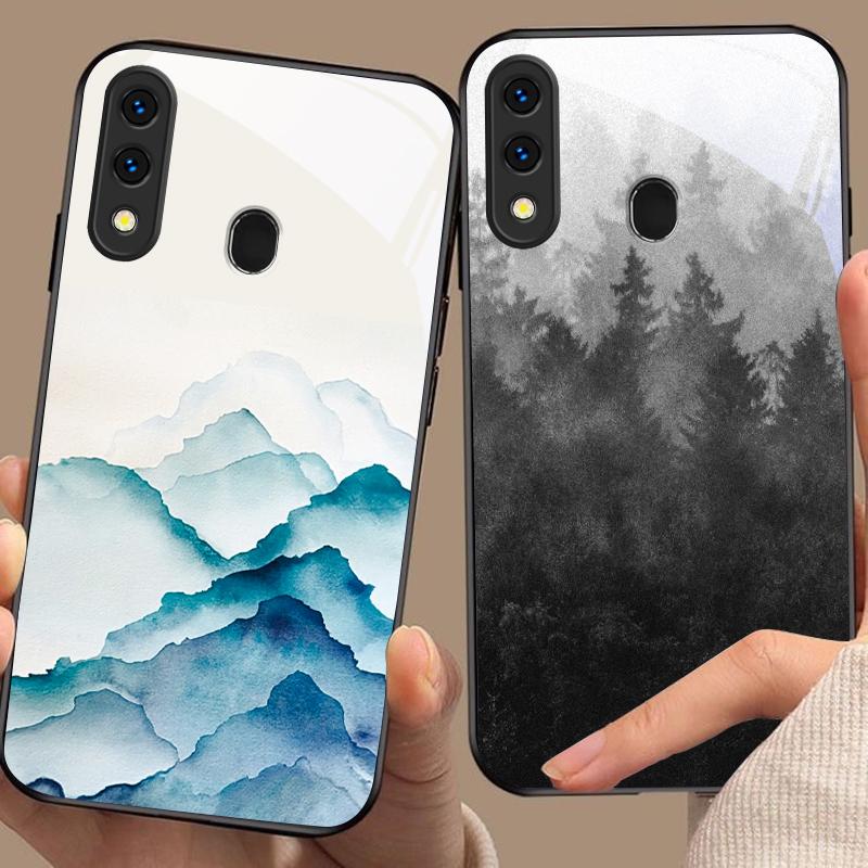 Ink landscape painting For Samsung Galaxy A50 A52 A52s A53 A54 A55 A56 A51 A80 A70 A71 A35 A34 A30 A26 A25 A22 Glass Phone Case