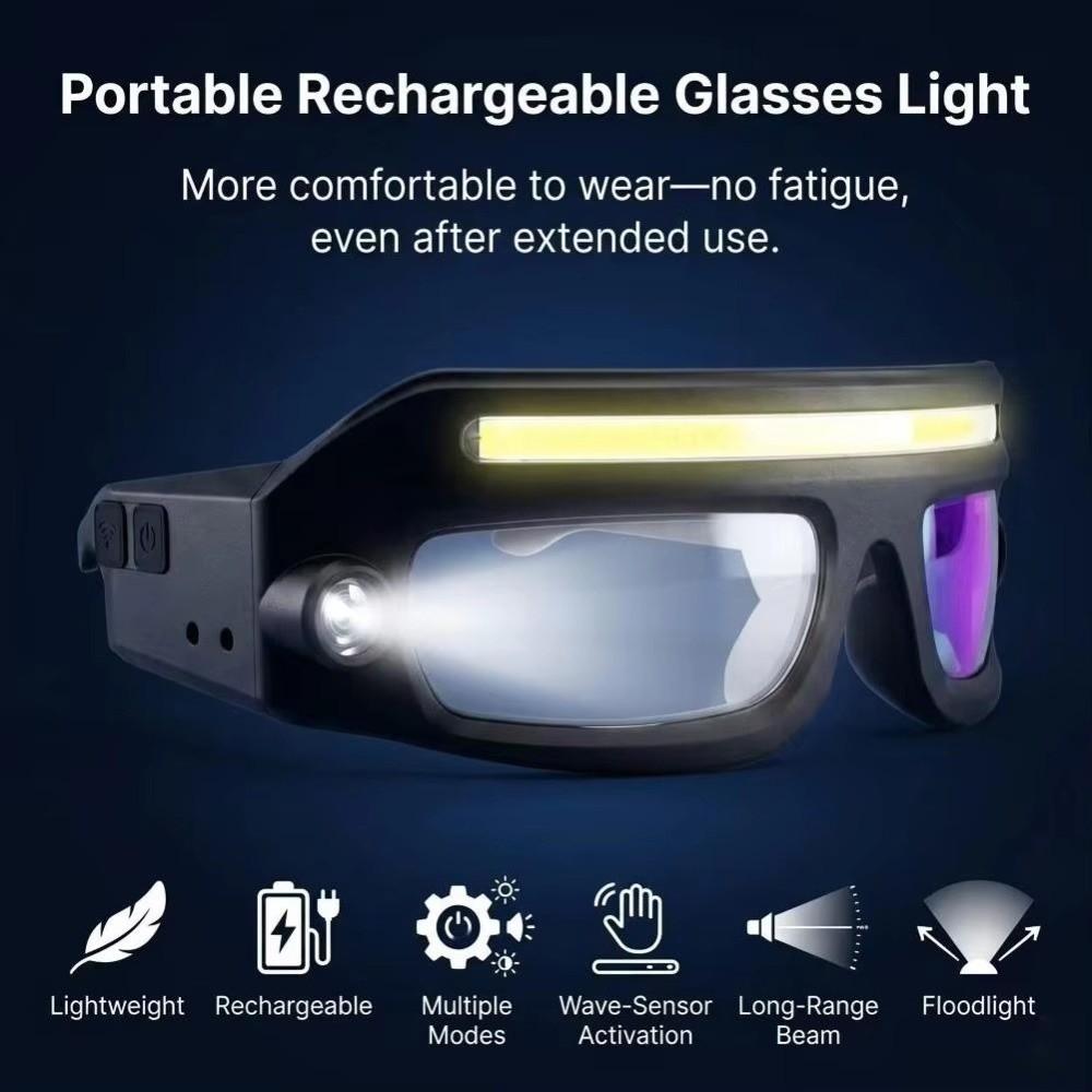 High Visibility Rechargeable Headlamp Glasses Rechargeable COB Floodlight Glasses Cycling