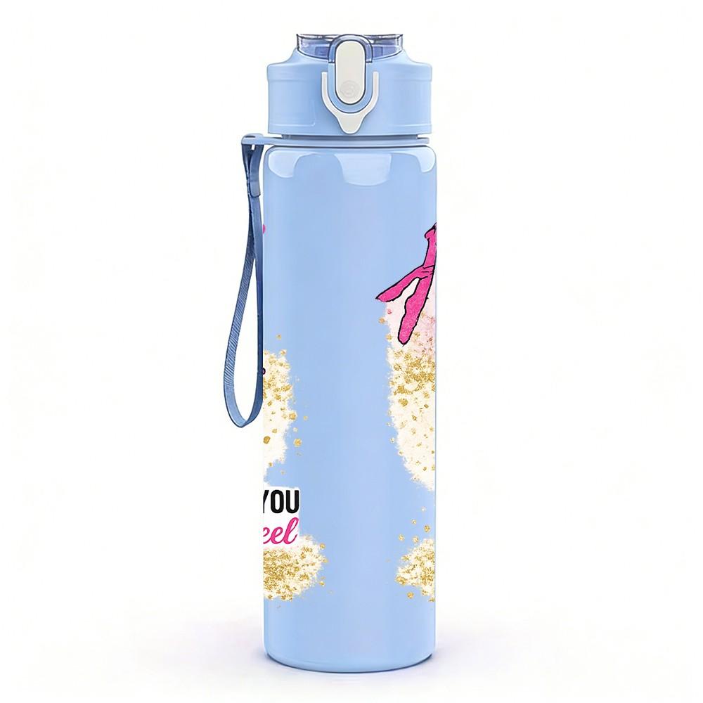 1PC Hustle Fitness Workout Girl Quote Print 750ml Color Plastic Sports Water Bottle Leakproof Flip Straw Lid Suitable for Sports Office Home Use