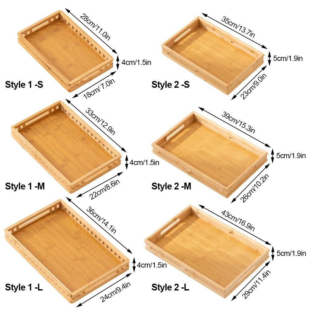 Bamboo Serving Tray with Handle Breakfast Tray Retro Food Tray  for Food Drinks Storage