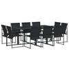 VidaXL Ensemble à manger de jardin 11 pcs noir textilène, ensemble à manger d'extérieur, meuble à manger de jardin, table et 3295124