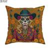 2D Flat 1pc Halloween Mexican Skull Throw Pillow Covers Brown Pillowcases One-Sided Printing Without Pillow Inserts Sofa Bed Decor for Bedroom Living