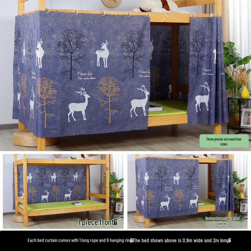 Student Bunk Bed Curtains, Light-Blocking & Windproof Privacy Canopy for Dorm Rooms