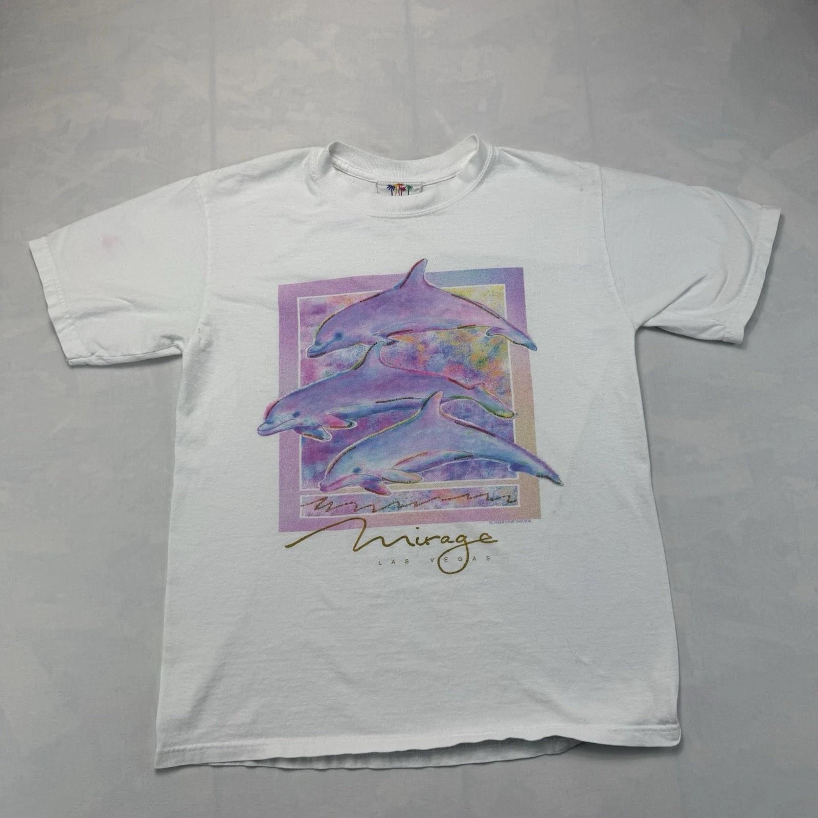 

Vintage Mirage Las Vegas Dolphin T Shirt Mens Medium USA Made 90s Graphic 2XL
