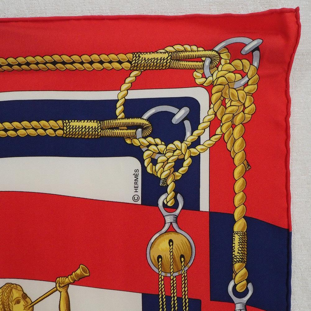 Hermes Lenço Carree90 CHATEAUX D'ARRIERE decoração de estrela Vermelho/Branco seda Mulheres Usado