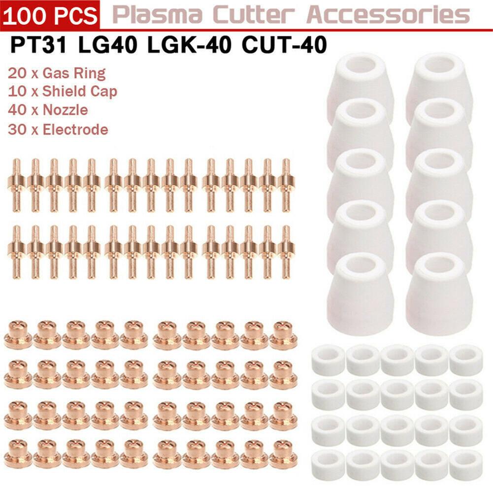 Für PT-31 Für Plasmaschneider Verbrauchsmaterialien 100 Stück Kit für CUT-40 CUT40 Für CUT50 Enthält Elektroden Düsen Wirbelringe Schilde