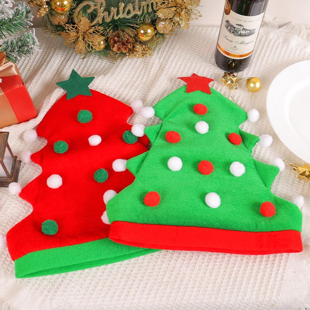 New Creative Christmas Tree Hat Soft Christmas Xmas Balls Santa Hat New Year Party Supplies Elf Hat