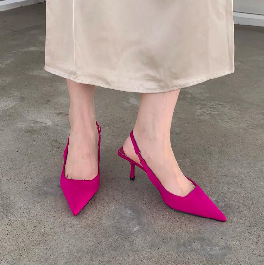 Ladies Shoes  New Slip-on Women's High Heels Fashion Shallow Mouth Office and Career Sexy Pointed Toe Closed Toe Sandals