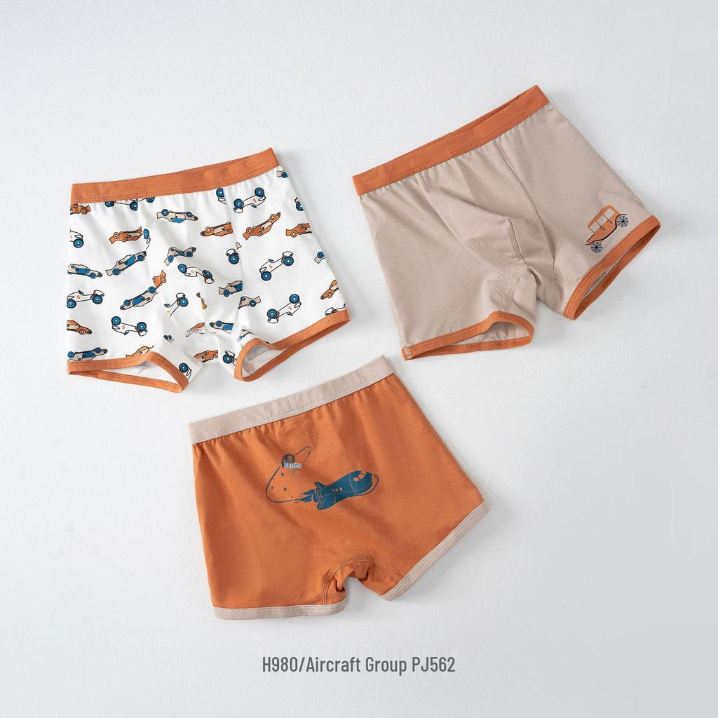 Antibacterial Cotton Boxer Briefs for Boys: 3-Pack, Class A, Middle & Large Children