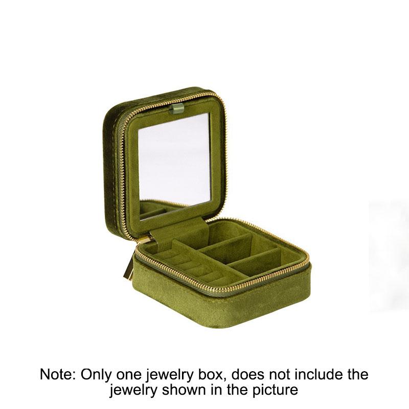

New Travel Jewelry Box with Mirror Velvet Travel Jewelry Storage Ring Box Jewelry Organizer Woman SSH06 зелений