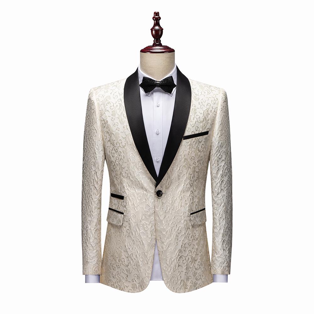 Men's Multi-color Slim Fit Jacquard Tuxedo Jacket for Stage, Wedding, and Banquet