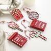 Red Christmas Wooden Plaque Ornaments Wooden DIY Christmas Tree Pendant Christmas Tree Hanging Ornaments