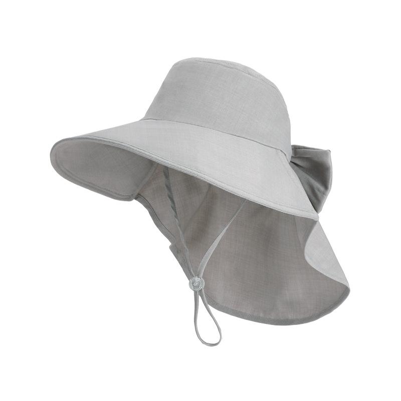Spring and summer big eaves shawl neck protector bucket hat fashion hat women's outdoor sun hat with ponytail hole