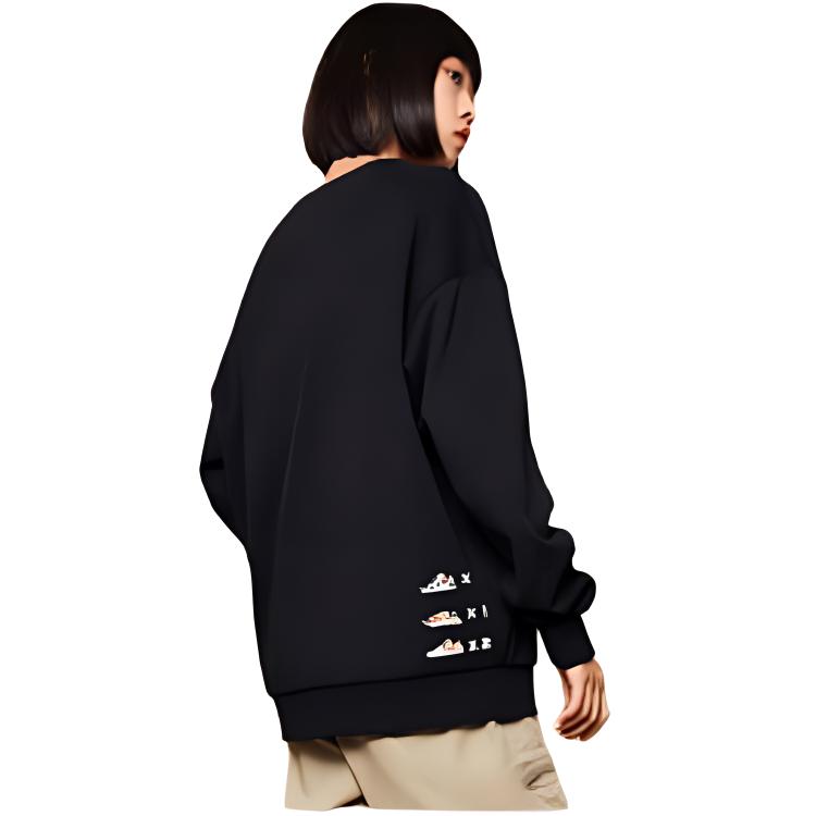 Li Ning Pixel Fun Print Warm Fleece Hoodie Unisex Hoodies Black AWDRD72-2
