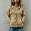 Cardigan a maglia con cappuccio da donna comodo con chiusura a bottoni per l'uso casual autunnale invernale