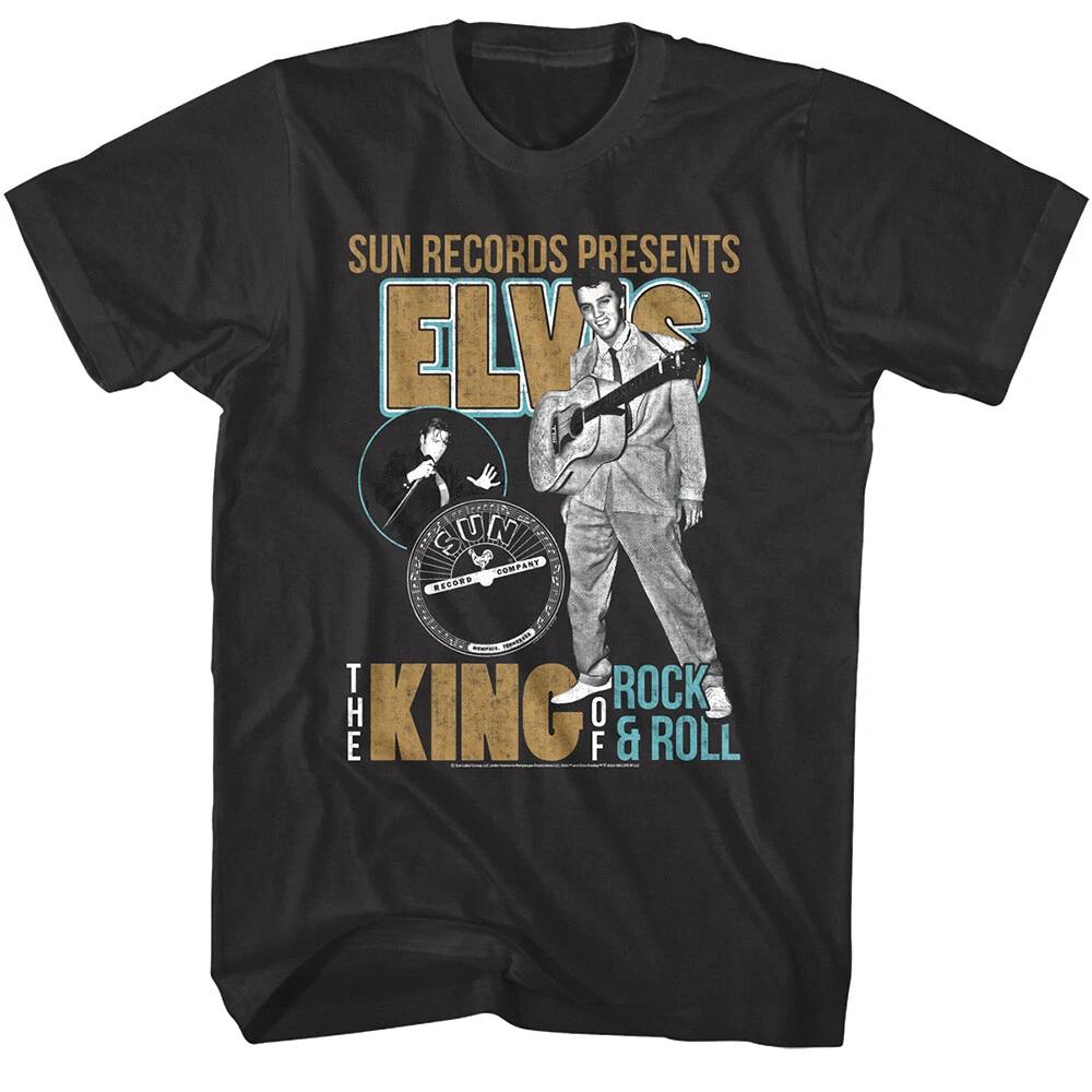 

Elvis Presley The King of Rock & Roll Men s T Shirt Sun Records Presents Music S