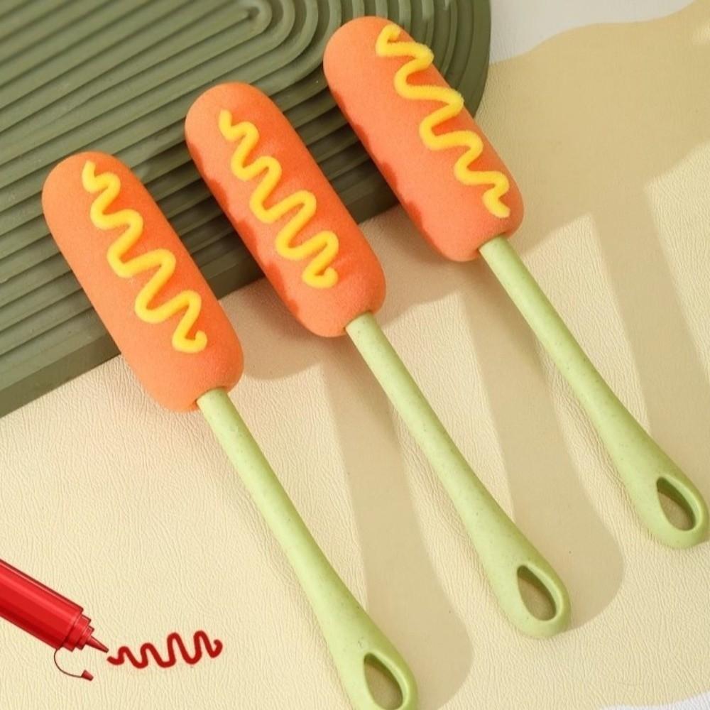 

Sponge Hot Dog Cup Brush 360° Cleaning Bottle Washing Brush Insulated Cup Brush Bottle Washing оранжевый
