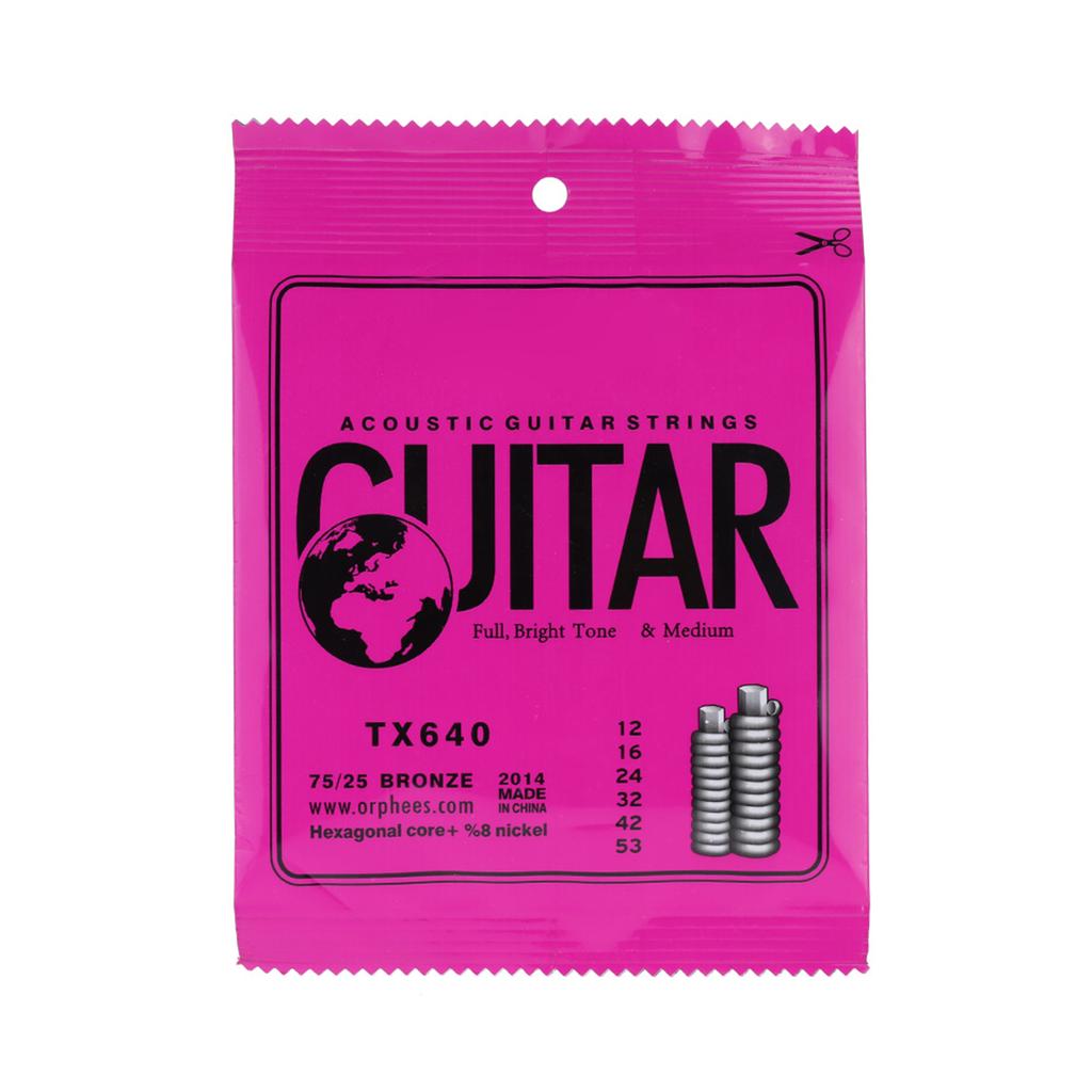 Orphee TX640 6pcs  Acoustic Folk Guitar String  Set (.012 .053) Phosphor Bronze Medium Tension