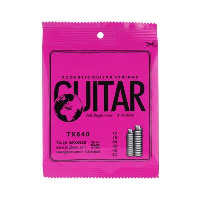Orphee TX640 6pcs Acoustic Folk Guitar String Set (.012 .053) Phosphor Bronze Medium Tension